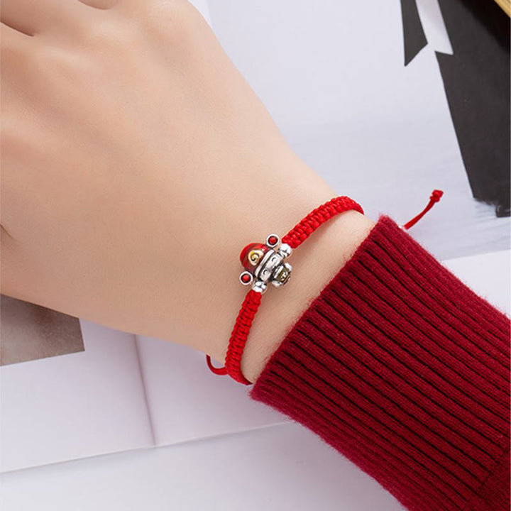Bracelet tressé en fil fait main avec Buddha Stones, Dieu de la richesse, de la chance et de la force