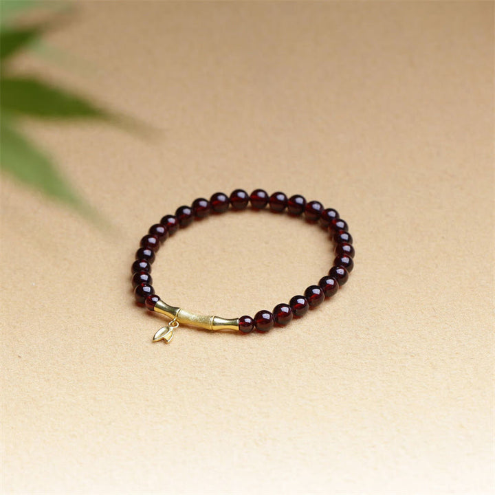 Bracelet de protection en bambou et grenat naturel en argent sterling 925 plaqué or et cuivre 14 carats avec Buddha Stones - image 3