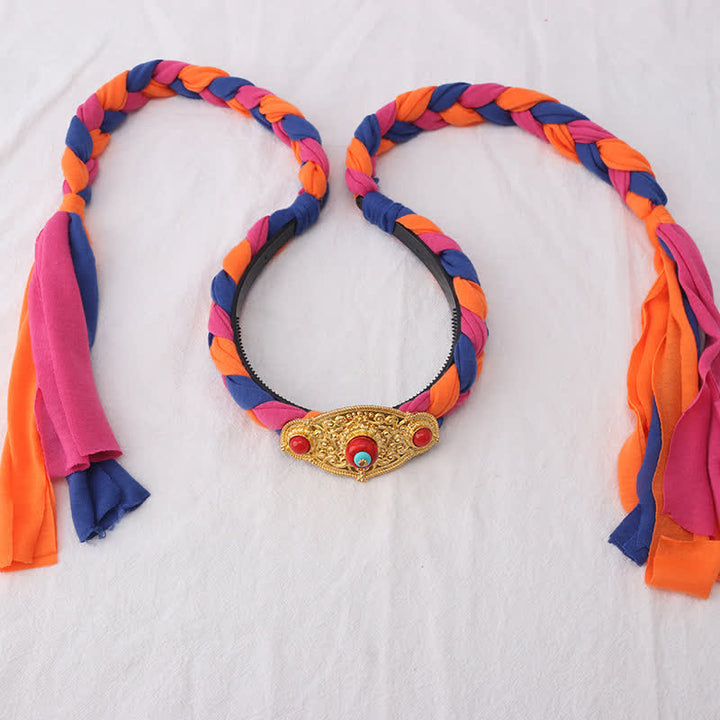 Accessoires pour cheveux en perles à pompon colorées tibétaines - Orange - Prismatique - image 22
