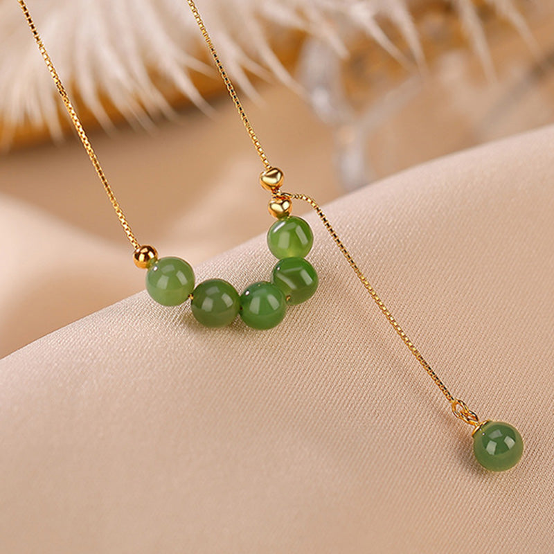 Collier pendentif de guérison en perles de jade cyan en argent sterling 925 Buddha Stones