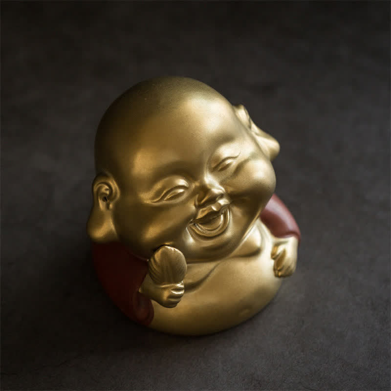 Brûleur d'encens de guérison en céramique Petit Bouddha Rieur