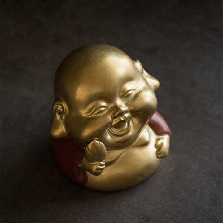 Brûleur d'encens de guérison en céramique Petit Bouddha Rieur