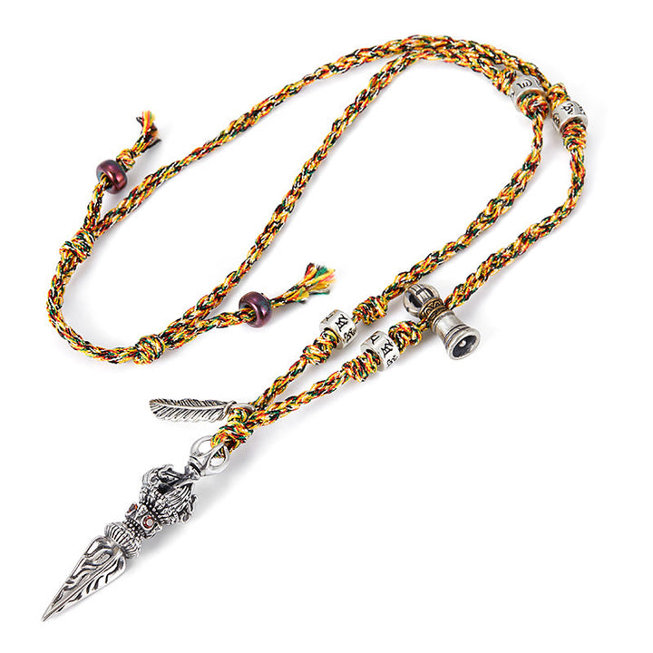 Collier pendentif en argent sterling 925 fait à la main avec Buddha Stones Dorje Vajra Om Mani Padme Hum Feather Strength - image 7