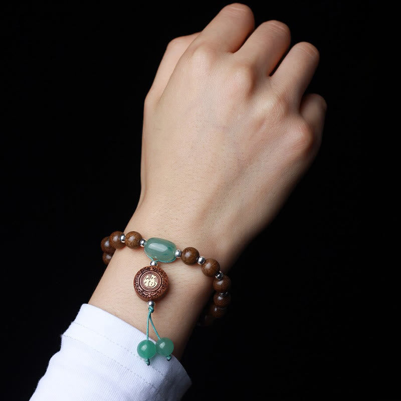 Bracelet de protection du bonheur en bois d'Abelia Biflora