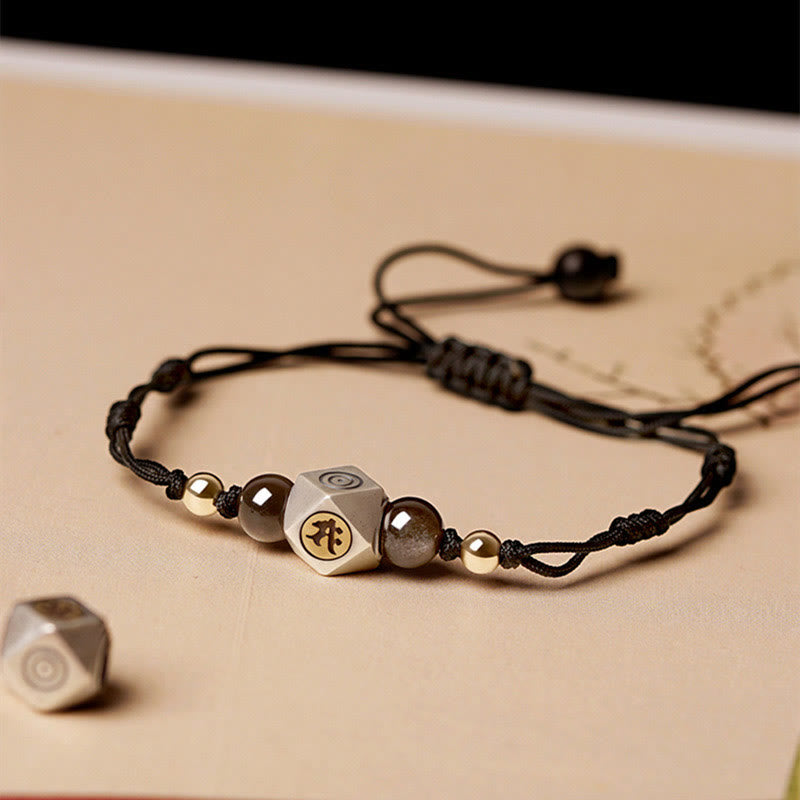 Bracelet tressé calme en cinabre avec Bouddha du zodiaque chinois en argent sterling 925 fait à la main avec Buddha Stones - Cordon fin noir (tour de poignet 14-17 cm) - Bouddha Chien/Cochon-Amitabha - image 2