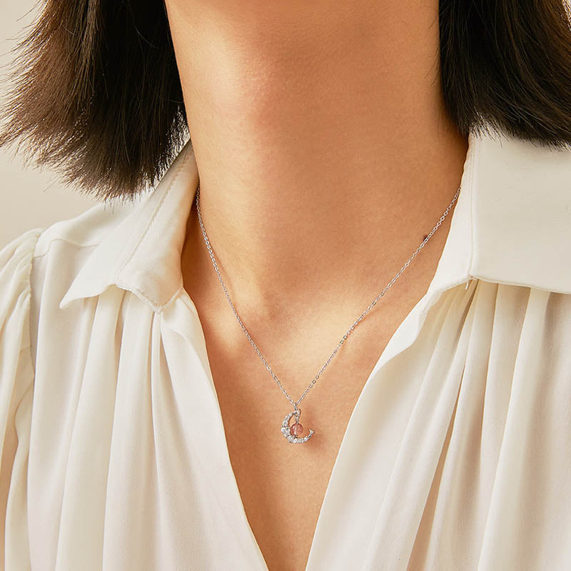 Collier de guérison d'amour en cristal bleu quartz fraise Buddha Stones