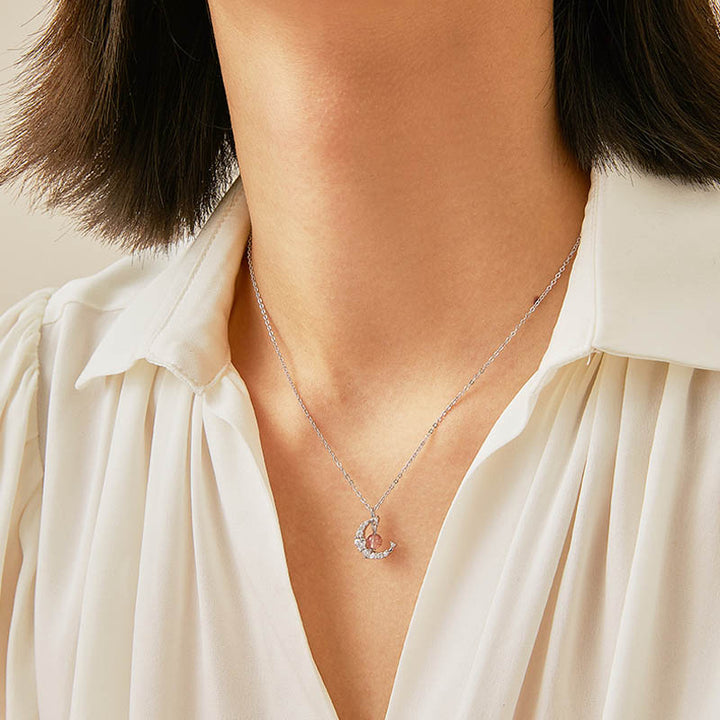 Collier de guérison d'amour en cristal bleu quartz fraise Buddha Stones