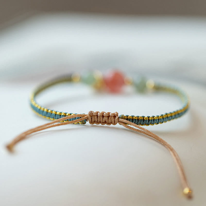 Bracelet en corde de confiance calme et agate rouge en jade et lotus avec Buddha Stones