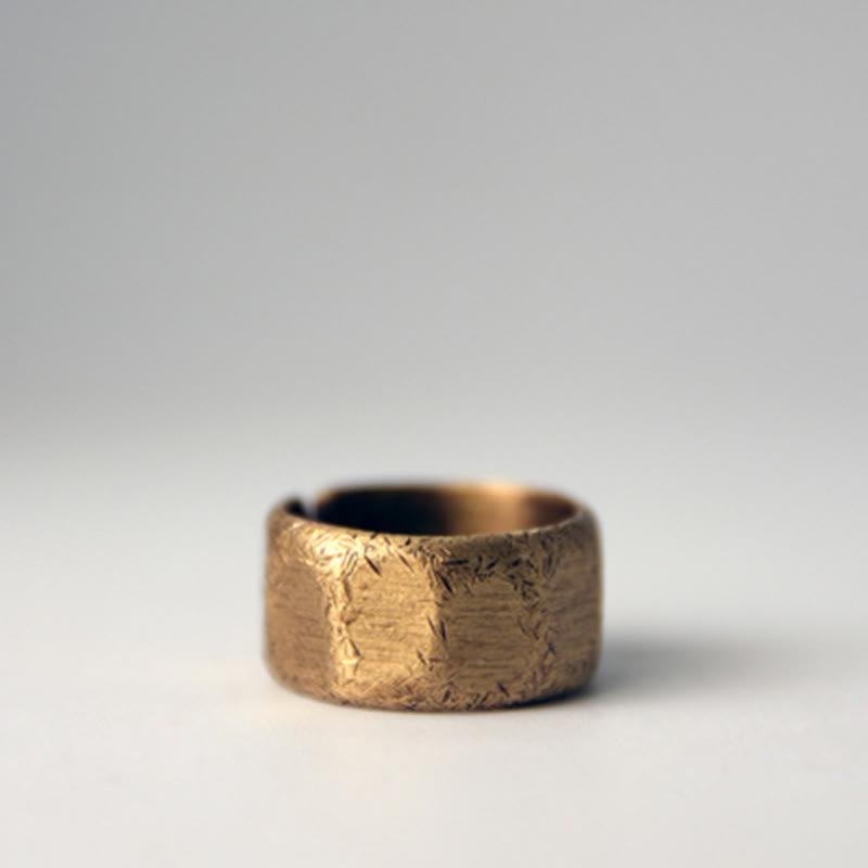 Bague de richesse tibétaine en cuivre et laiton givré au design simple - image 17