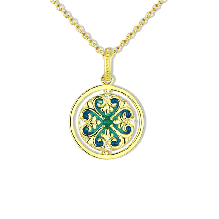 Collier pendentif rotatif en argent sterling 925 avec Buddha Stones et fleur de lotus en zircone