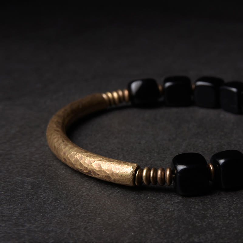 Bracelet couple force cuivre cristal obsidienne noire Buddha Stones - image 6