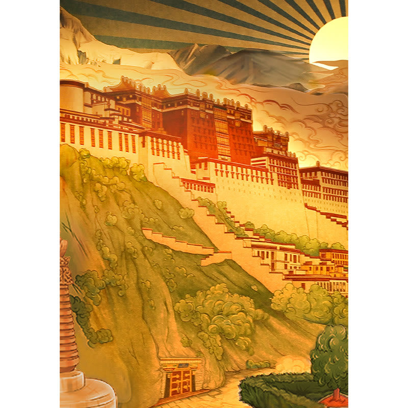 Lampe de table LED en papier sculptée au Tibet Potala Palace
