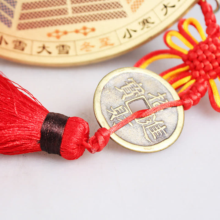 Carte Feng Shui Bagua Pièce de cuivre Nœud chinois Carte énergétique d'équilibre
