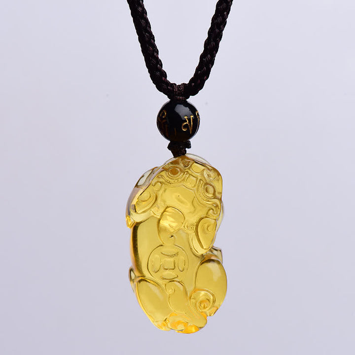 Collier pendentif de richesse en Buddha Stones FengShui Citrine PiXiu