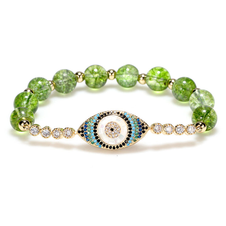 Bracelet d'abondance contre le mauvais œil en péridot naturel Buddha Stones
