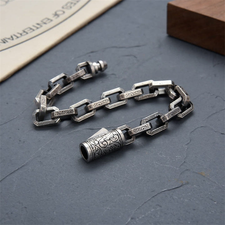 Bracelet énergétique porte-bonheur gravé avec motif floral de la dynastie Tang vintage Buddha Stones
