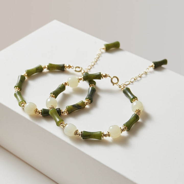 Bracelet chaîne porte-bonheur en bambou avec Buddha Stones