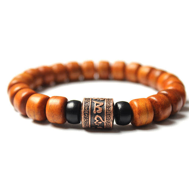 Bracelet de force en Buddha Stones, perles d'os tibétaines Om Mani Padme Hum