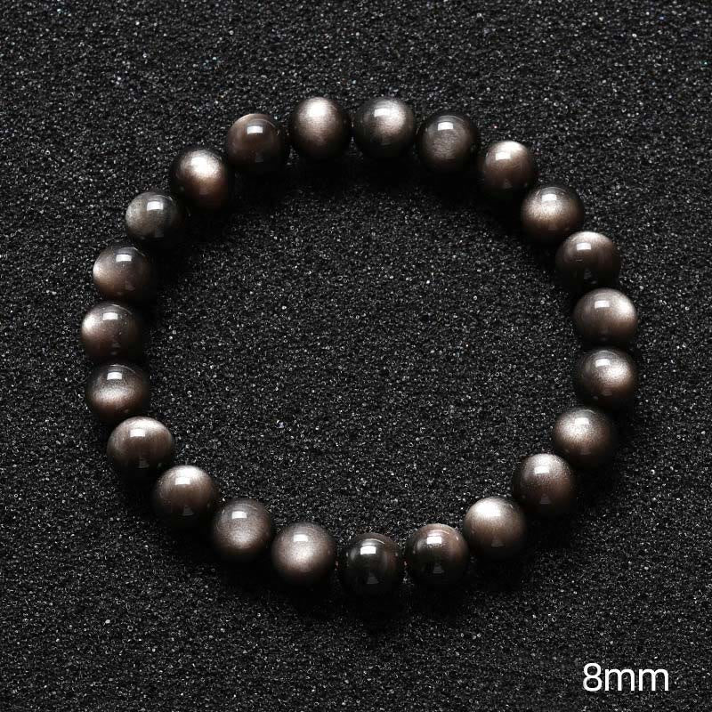 Bracelet de protection apaisant en obsidienne naturelle argentée de Buddha Stones
