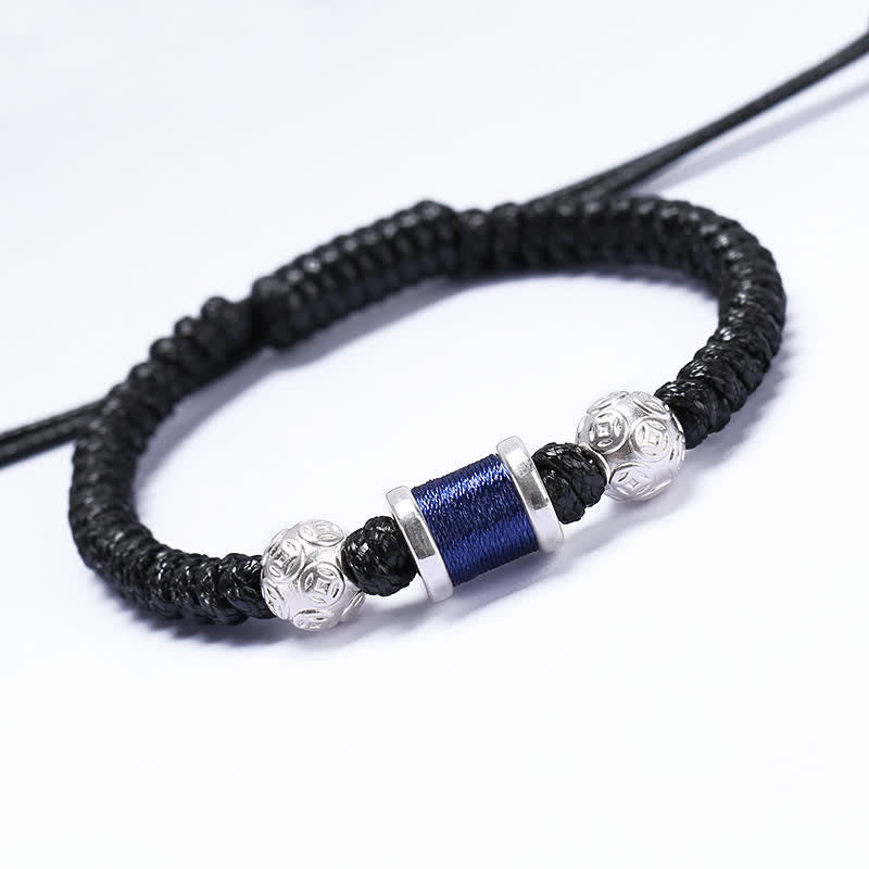 Bracelet en fil tressé avec perles en cuivre et argent sterling 999 de Buddha Stones