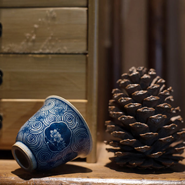 Buddha Stones Jingdezhen Porcelaine Bleue et Blanche Peinte à la Main Fleur de Lotus Tasse à Thé en Céramique Tasses à Thé Kung Fu