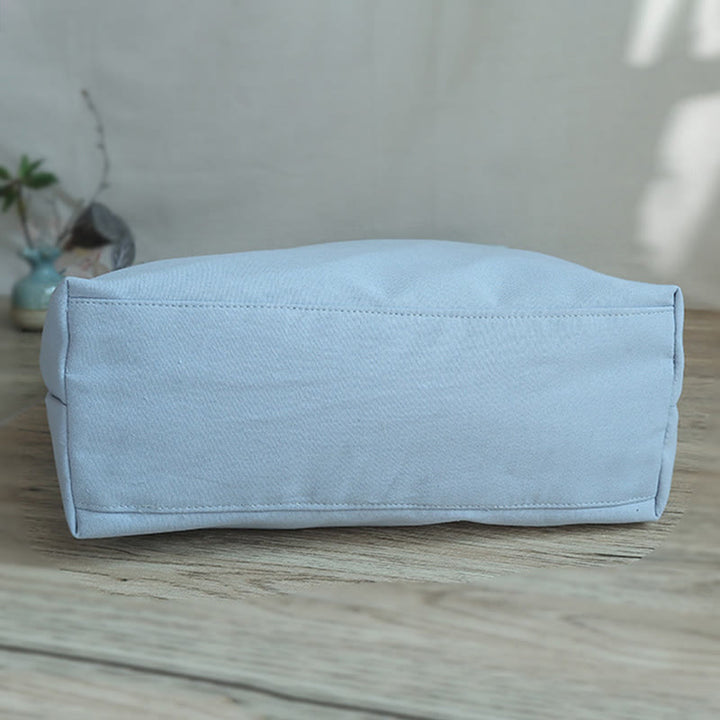 Sac à bandoulière en toile brodée de bambou avec fleur de poire, prunier, fleur de pêcher, grande capacité, sac fourre-tout