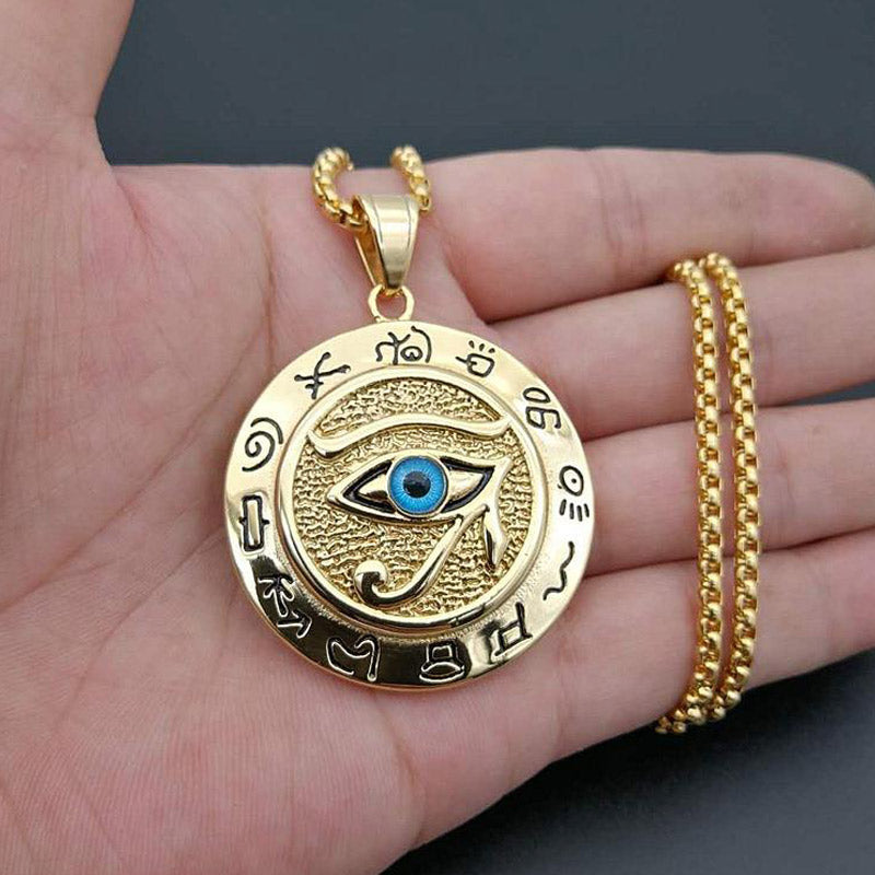 Collier pendentif de protection œil d'Horus en Buddha Stones
