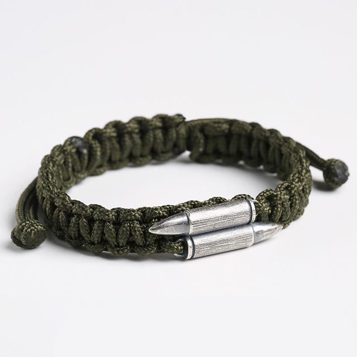 Bracelet en corde tressée en argent sterling 925 avec motif de balle de Buddha Stones