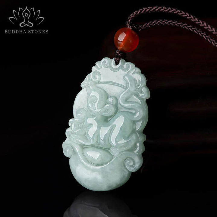 Collier avec pendentif en jade naturel et Buddha Stones représentant les 12 signes du zodiaque chinois - image 1