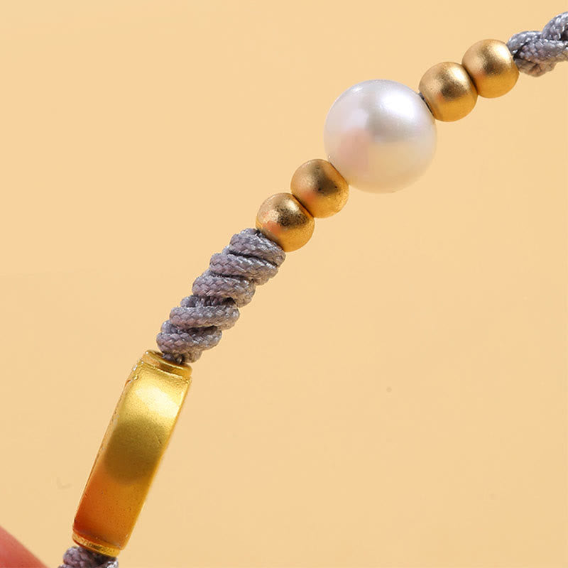 Bracelet tressé en corde bleue avec perles et arbre de fortune en cuivre et Buddha Stones