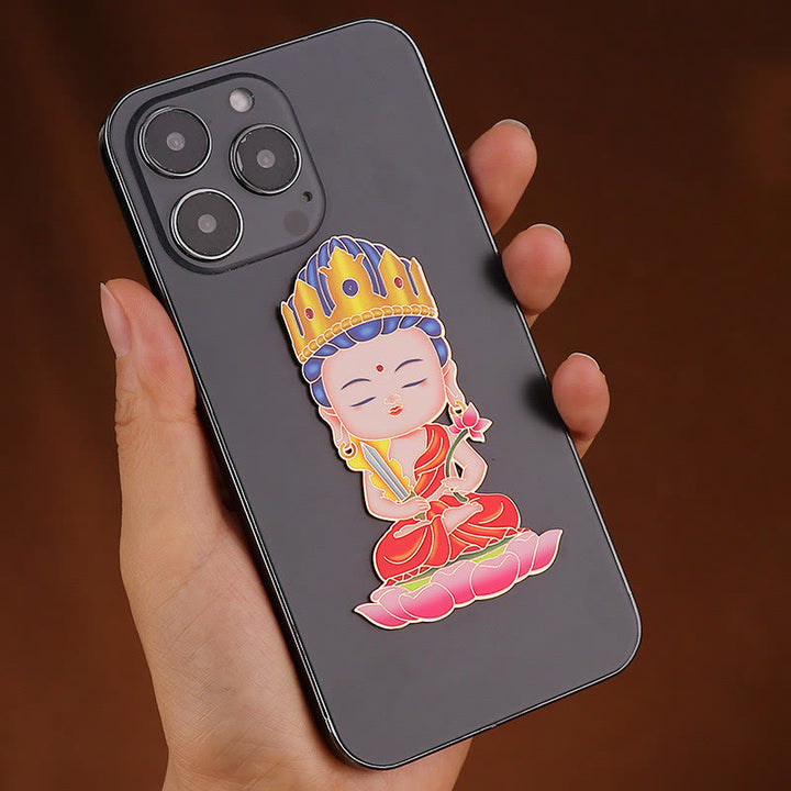 Buddha Stones Zodiaque chinois Bouddha natal Bénédiction Richesse Fortune Autocollant de téléphone pour réfrigérateur