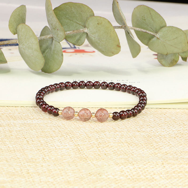 Bracelet calme en quartz fraise et grenat naturel de Buddha Stones - image 8