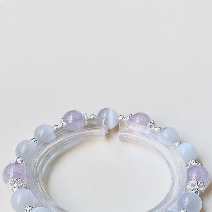 Bracelet étoile de conscience spirituelle œil de chat en améthyste naturelle en argent sterling 925 de Buddha Stones