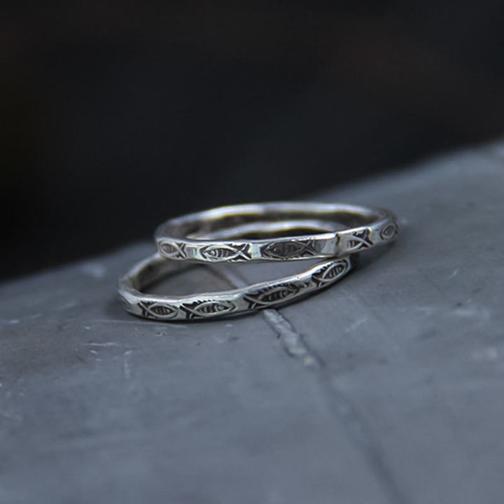 Bague porte-bonheur en argent sterling 925 Buddha Stones et poisson Koi
