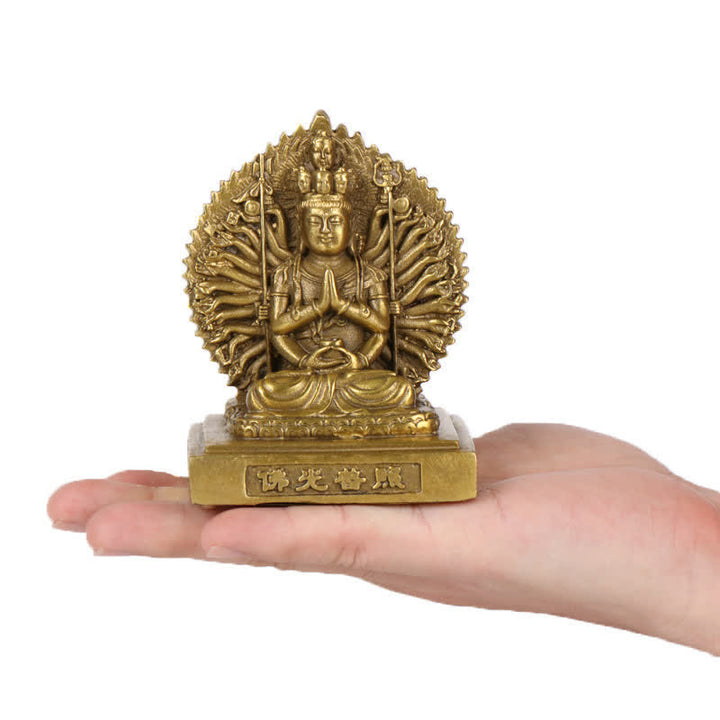 Figurine d'Avalokitesvara à mille mains de Chenrezig, statue de protection double face Kuan Yin Bodhisattva en cuivre massif, décoration - image 2