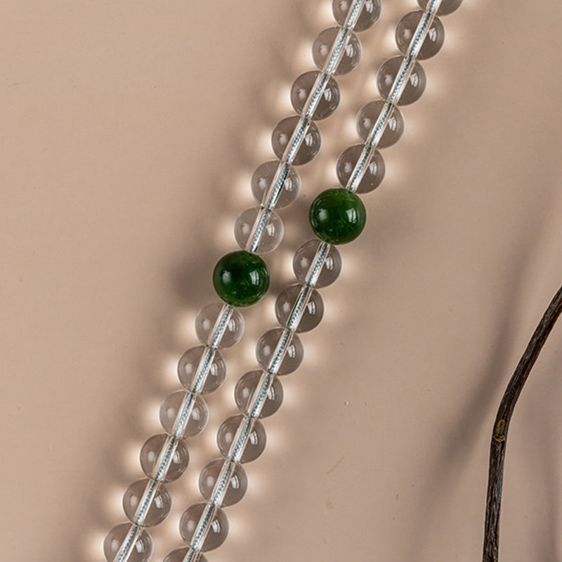 Bracelet de méditation Mala en jade blanc et cristal de 108 perles Buddha Stones