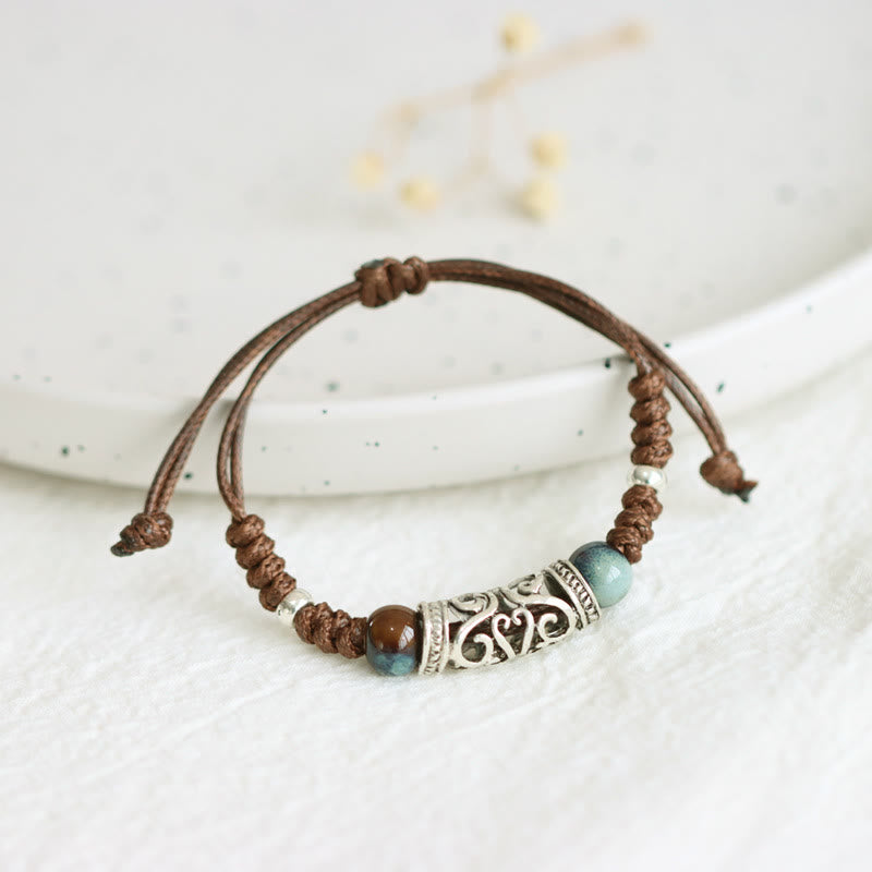 Bracelet de richesse en perles de céramique du Tibet