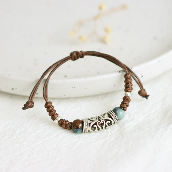 Bracelet de richesse en perles de céramique du Tibet