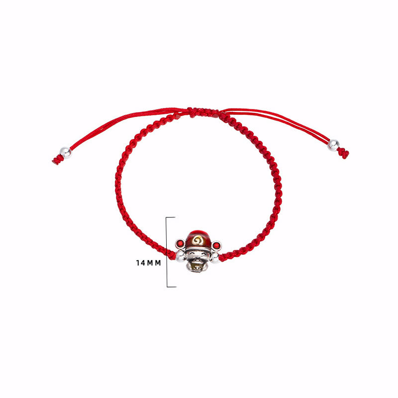 Bracelet tressé en fil fait main avec Buddha Stones, Dieu de la richesse, de la chance et de la force