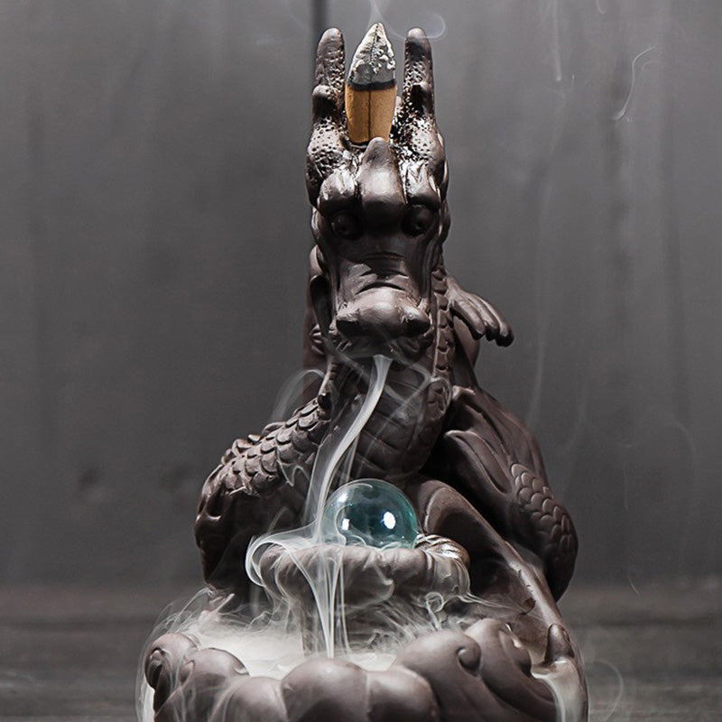 Brûleur d'encens tibétain en Buddha Stones pour protection du dragon