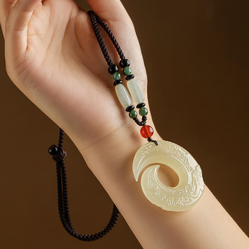 Collier pendentif porte-bonheur en jade , Buddha Stones, boucle de paix, petite feuille, bois de santal rouge, cinabre, agate