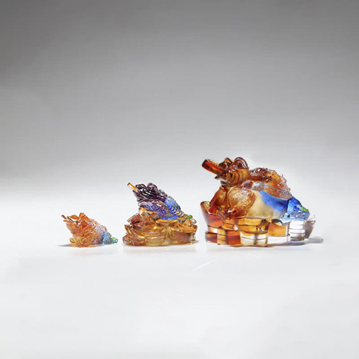 Grenouille Feng Shui Pièce d'art en cristal Liuli faite à la main Décoration de bureau à domicile Richesse - image 18