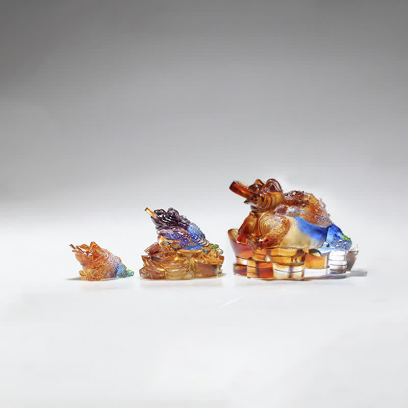 Grenouille Feng Shui Pièce d'art en cristal Liuli faite à la main Décoration de bureau à domicile Richesse