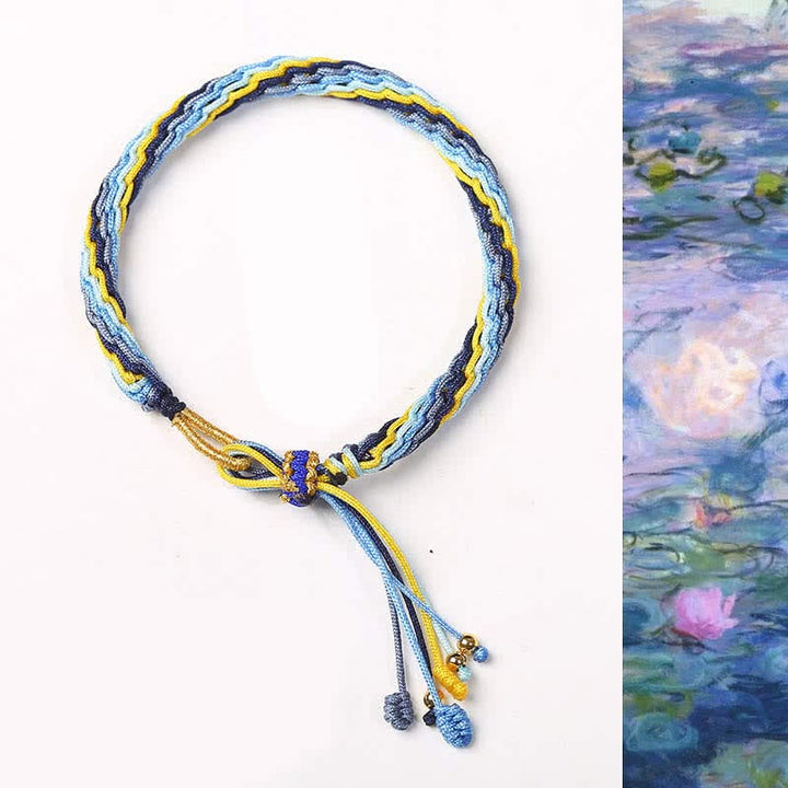 Bracelet tressé de protection avec cordon porte-bonheur et nœud de réincarnation
