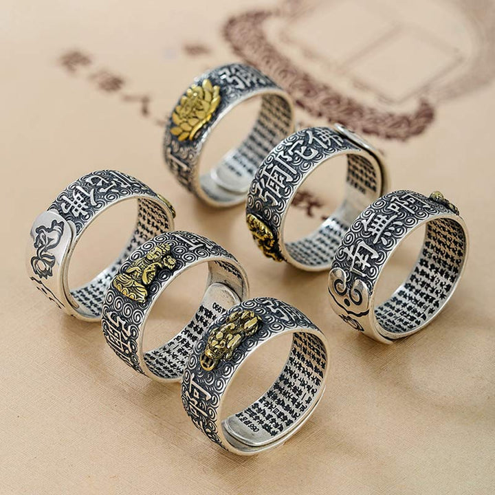 Bague ajustable Buddha Stones du zodiaque chinois Natal Bouddha Richesse Chance