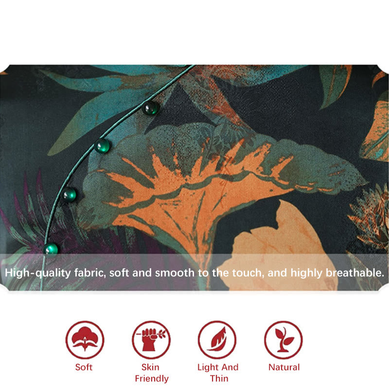 Robe Qipao en soie avec Buddha Stones, motif rétro de feuilles de fleurs, robe cheongsam pour femme - image 18