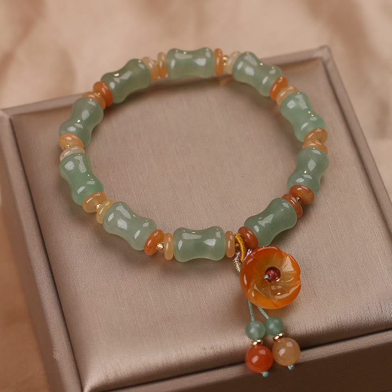 Bracelet porte-bonheur en jade naturel et bambou avec pierres de Buddha Stones