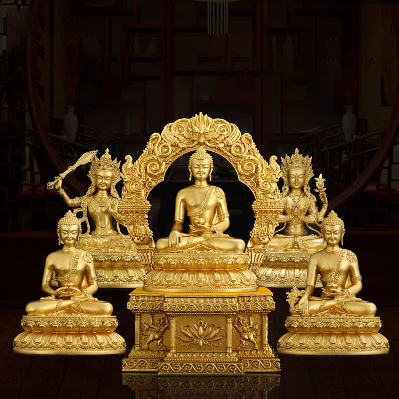 Figurine de Bouddha de médecine Amitabha Shakyamuni Statue de sérénité en cuivre Décoration de la maison - image 0