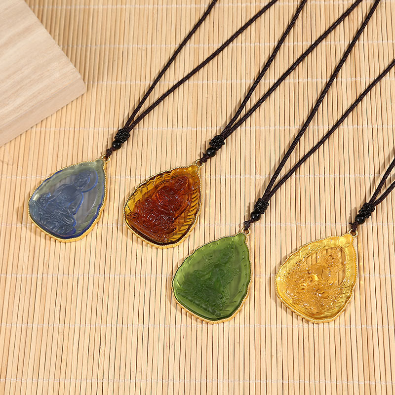 Collier avec pendentif en cristal de sérénité du Bouddha tibétain Liuli - image 2