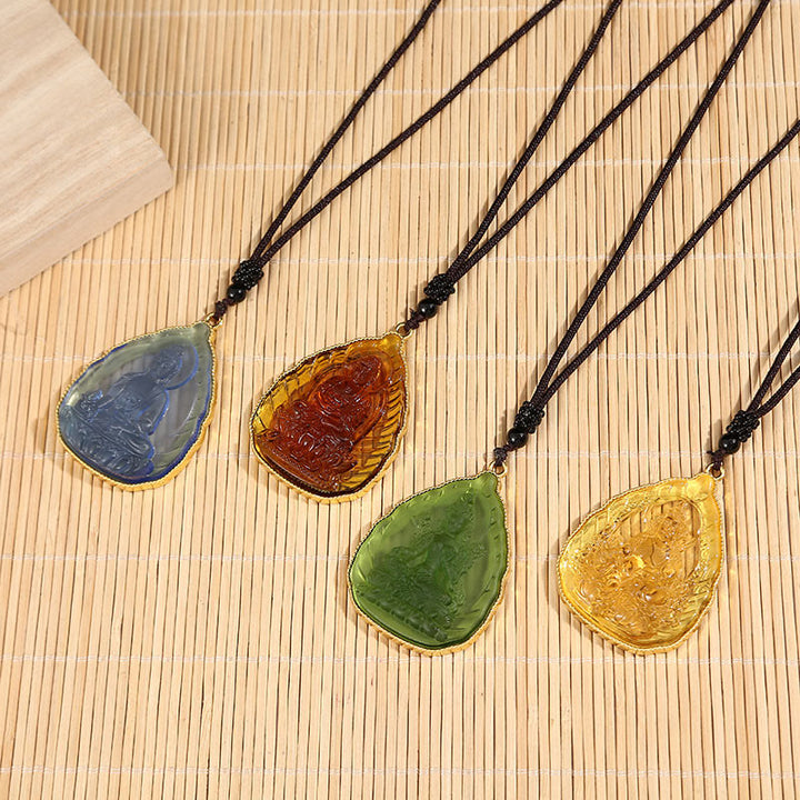 Collier avec pendentif en cristal de sérénité du Bouddha tibétain Liuli - image 2